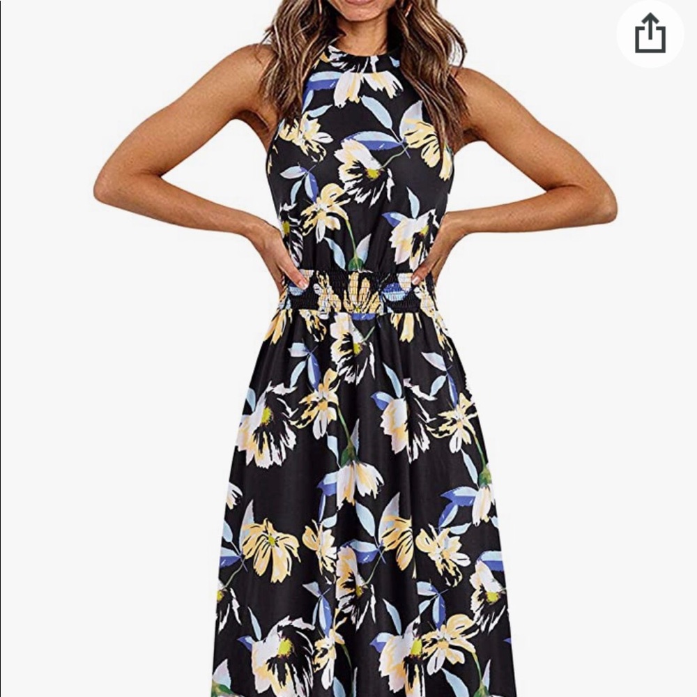 Halter floral high low midi dress!